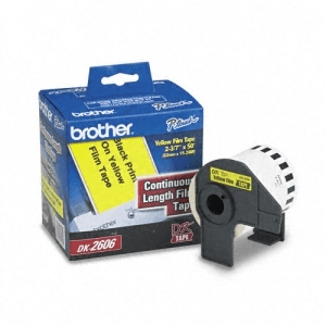 Brother DK-2606 Black/Yellow Continuous Length Film Tape - 2.4" x 50' (62 mm x 15.2 m) - toners.ca