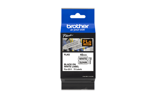 Brother Genuine FLe2511 Black Ink on White Polyester Die-Cut Flag Labels for P-touch Label Makers, 21 mm wide x 45 mm long - toners.ca