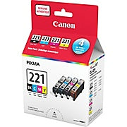 CLI221 Black, Cyan, Magenta & Yellow 4 Color Ink Pack SKU 2946B017 - toners.ca