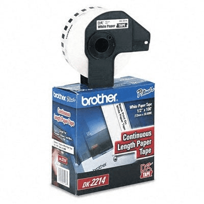 Brother DK-2214 Black/White Continuous Length Paper Tape 0.47" x 100' (12 mm x 30.4 m) - toners.ca