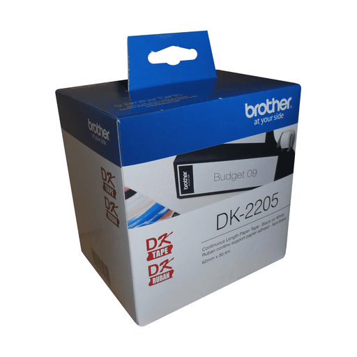 Brother DK-2205 Black/White Continuous Length Paper Tape - 2.4" x 100' (62 mm x 30.4 m) - toners.ca