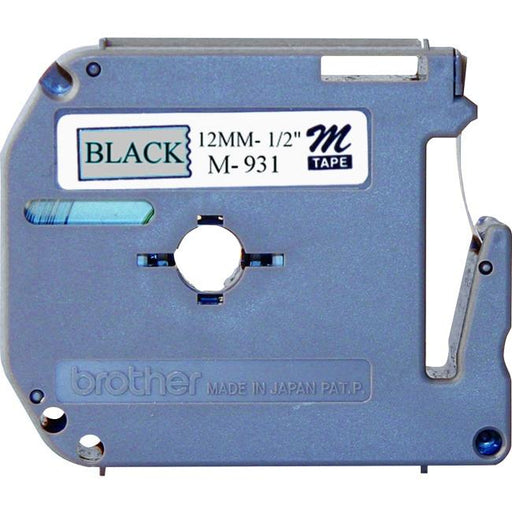 Brother Genuine M931 Black on Silver Non-Laminated Tape for P-touch Label Makers, 12 mm wide x 8 m long - toners.ca