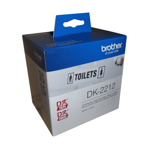 Brother DK-2212 Black/White Continuous Length Film Tape   2.4" x 50' (62 mm x 15.2 m) - toners.ca