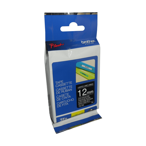 Brother Genuine TZe335 White on Black Laminated Tape for P-touch Label Makers, 12 mm wide x 8 m long - toners.ca