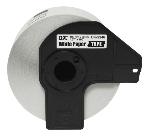 Brother DK-2246 Continuous Paper Tape - 4.07 in. x 100 ft. (103 mm x 30.4 m) Black on White - toners.ca