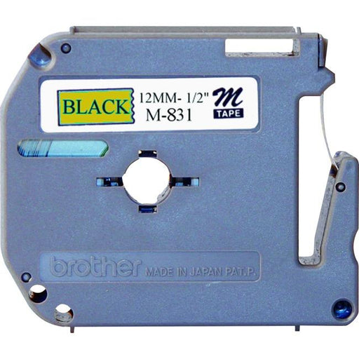 Brother Genuine M831 Black on Gold Non-Laminated Tape for P-touch Label Makers, 12 mm wide x 8 m long - toners.ca