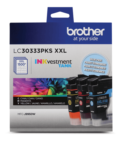Brother LC30333PKS Genuine Super High-Yield 3-Pack Colour INKvestment Tank Ink Cartridges - toners.ca