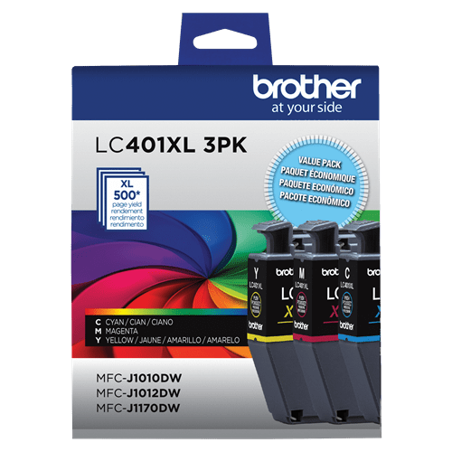 Brother Genuine LC401XL3PKS High-Yield Colour Ink Cartridge 3-Pack - toners.ca