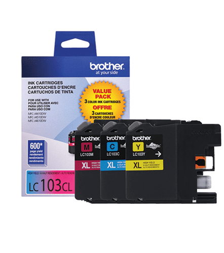 Brother LC1033PKS 3-Pack of Innobella  Colour Ink Cartridges (1 each of Cyan, Magenta, Yellow), High Yield (XL Series) - toners.ca