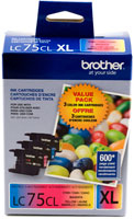 Brother LC753PKS 3-Pack of Innobella  Colour Ink Cartridges (1 each of Cyan, Magenta, Yellow), High Yield (XL Series) - toners.ca