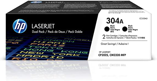 HP cc530ad LaserJet CP2025 black toner cartridge, Dual Pack, Genuine OEM - toners.ca