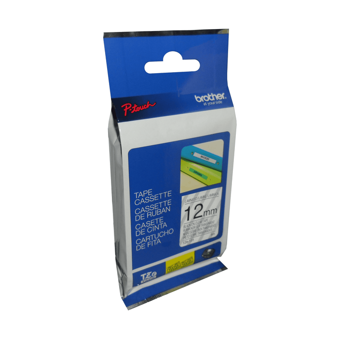 Brother Genuine TZe131 Black on Clear Laminated Tape for P-touch Label Makers, 12 mm wide x 8 m long - toners.ca